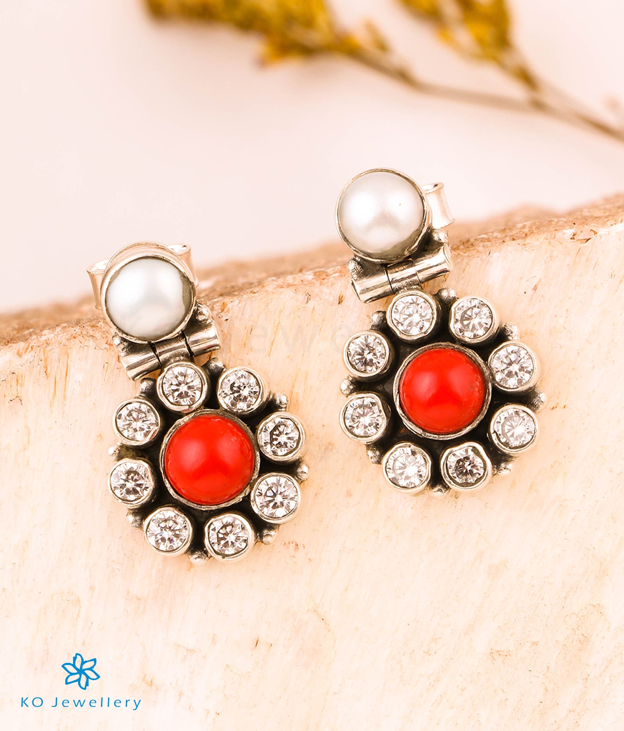 Coral earrings one gram gold - Radhas Creations - 182088